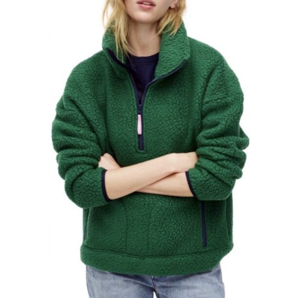 J. Crew Polartec sherpa fleece half-zip pullover jacket in Alpine Meadow, new!